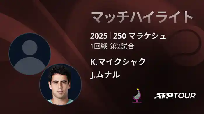 250 マラケシュ 男子シングルス1回戦 K.マイクシャク VS J.ムナル マッチハイライト [ATPツアー 2025]