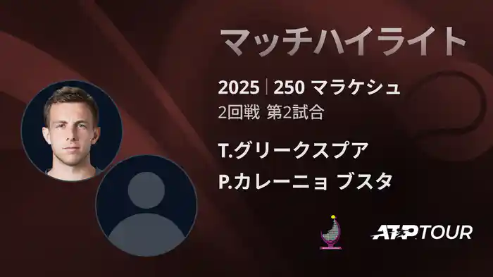250 マラケシュ 男子シングルス2回戦 T.グリークスプア VS P.カレーニョ ブスタ マッチハイライト [ATPツアー 2025]