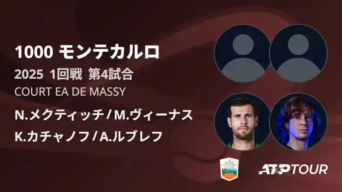 1000 モンテカルロ 男子ダブルス1回戦 N.メクティッチ/M.ヴィーナス VS K.カチャノフ/A.ルブレフ フルマッチ [ATPツアー 2025]