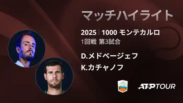 1000 モンテカルロ 男子シングルス1回戦 D.メドベージェフ VS K.カチャノフ マッチハイライト [ATPツアー 2025]