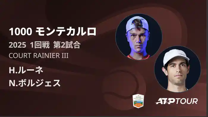 1000 モンテカルロ 男子シングルス1回戦 H.ルーネ VS N.ボルジェス フルマッチ [ATPツアー 2025]