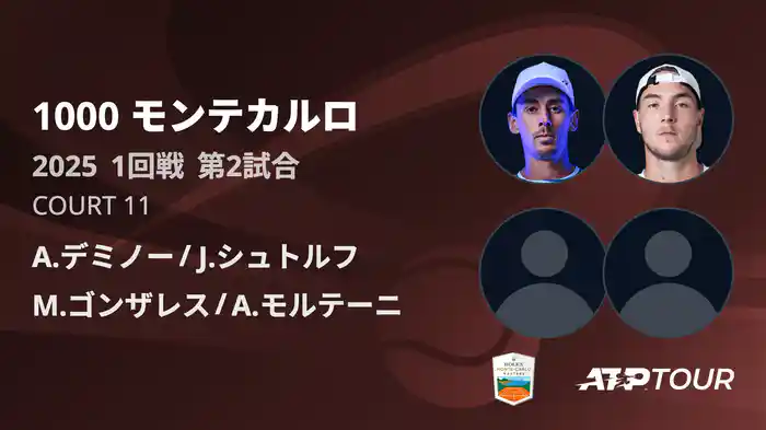 1000 モンテカルロ 男子ダブルス1回戦 A.デミノー/J.シュトルフ VS M.ゴンザレス/A.モルテーニ フルマッチ [ATPツアー 2025]