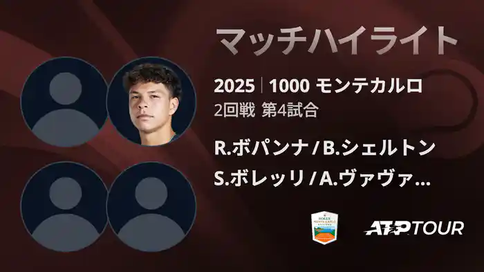 1000 モンテカルロ 男子ダブルス2回戦 R.ボパンナ/B.シェルトン VS S.ボレッリ/A.ヴァヴァッソーリ マッチハイライト [ATPツアー 2025]