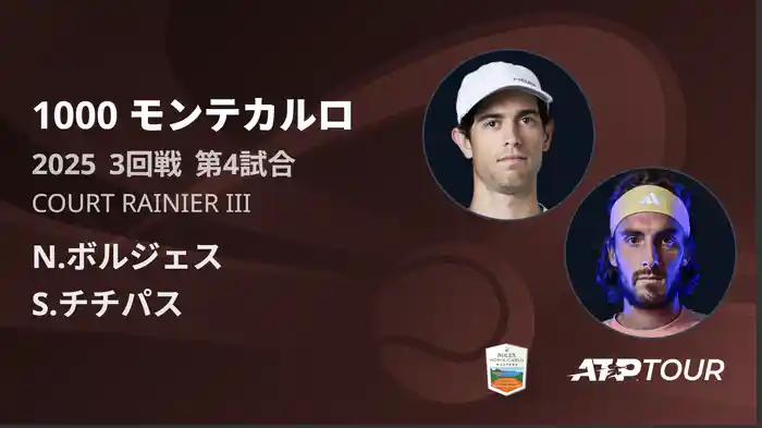 1000 モンテカルロ 男子シングルス3回戦 N.ボルジェス VS S.チチパス フルマッチ [ATPツアー 2025]