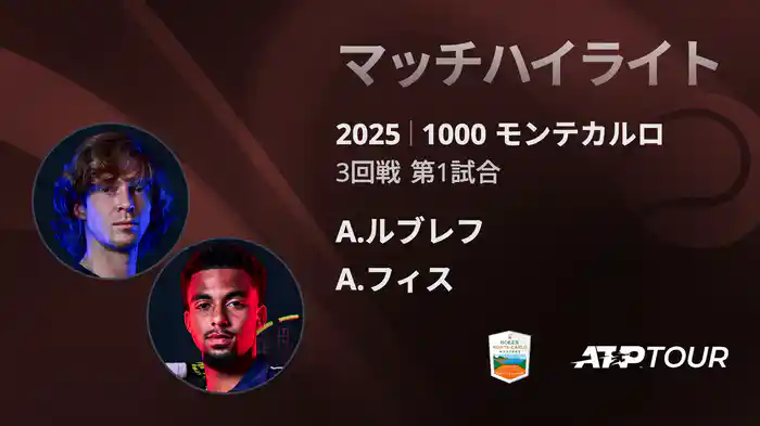 1000 モンテカルロ 男子シングルス3回戦 A.ルブレフ VS A.フィス マッチハイライト [ATPツアー 2025]
