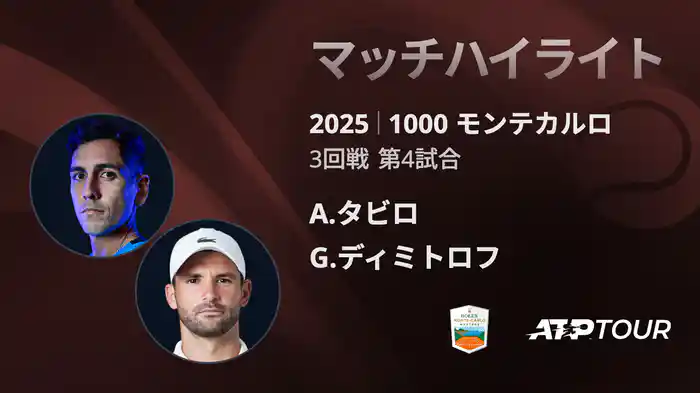 1000 モンテカルロ 男子シングルス3回戦 A.タビロ VS G.ディミトロフ マッチハイライト [ATPツアー 2025]