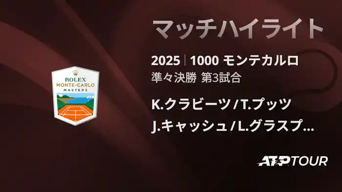 1000 モンテカルロ 男子ダブルス準々決勝 K.クラビーツ/T.プッツ VS J.キャッシュ/L.グラスプール マッチハイライト [ATPツアー 2025]