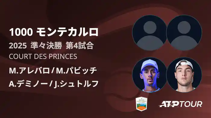 1000 モンテカルロ 男子ダブルス準々決勝 M.アレバロ/M.パビッチ VS A.デミノー/J.シュトルフ フルマッチ [ATPツアー 2025]