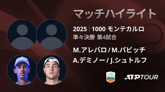 1000 モンテカルロ 男子ダブルス準々決勝 M.アレバロ/M.パビッチ VS A.デミノー/J.シュトルフ マッチハイライト [ATPツアー 2025]