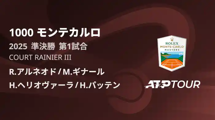 1000 モンテカルロ 男子ダブルス準決勝 R,アルネオド/M.ギナール VS H.ヘリオヴァーラ/H.パッテン フルマッチ [ATPツアー 2025]