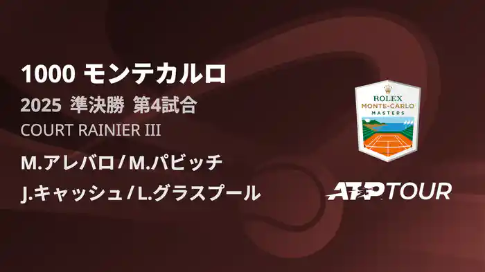 1000 モンテカルロ 男子ダブルス準決勝 M.アレバロ/M.パビッチ VS J.キャッシュ/L.グラスプール フルマッチ [ATPツアー 2025]