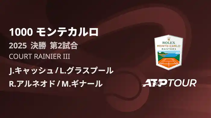 1000 モンテカルロ 男子ダブルス決勝 J.キャッシュ/L.グラスプール VS R.アルネオド/M.ギナール フルマッチ [ATPツアー 2025]