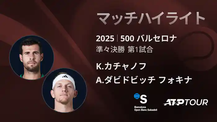 500 バルセロナ 男子シングルス準々決勝 K.カチャノフ VS A.ダビドビッチ フォキナ マッチハイライト [ATPツアー 2025]