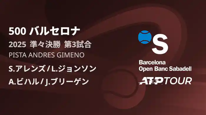 500 バルセロナ 男子ダブルス準々決勝 S.アレンズ/L.ジョンソン VS A.ビハル/J.ブリーゲン フルマッチ [ATPツアー 2025]