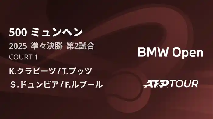 500 ミュンヘン 男子ダブルス準々決勝 K.クラビーツ/T.プッツ VS Ｓ.ドュンビア/F.ルブール フルマッチ [ATPツアー 2025]