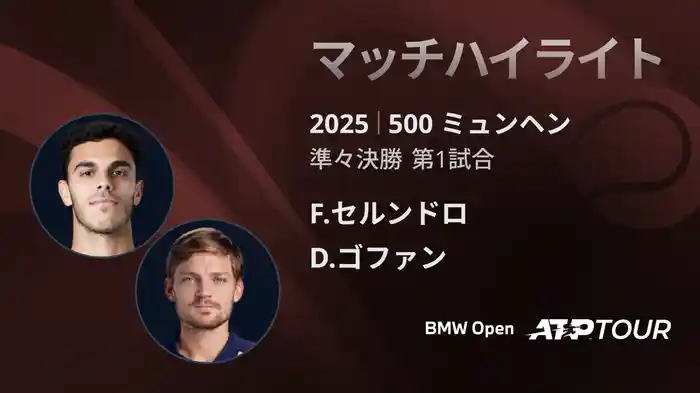 500 ミュンヘン 男子シングルス準々決勝 F.セルンドロ VS D.ゴファン マッチハイライト [ATPツアー 2025]