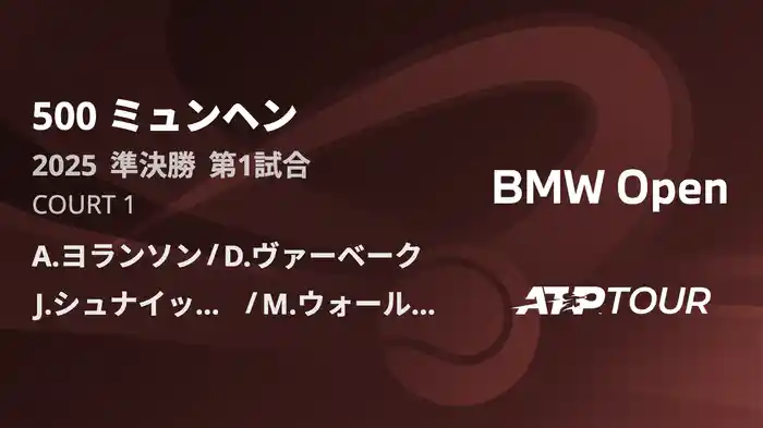 500 ミュンヘン 男子ダブルス準決勝 A.ヨランソン/D.ヴァーベーク VS J.シュナイッター/M.ウォールナー フルマッチ [ATPツアー 2025]
