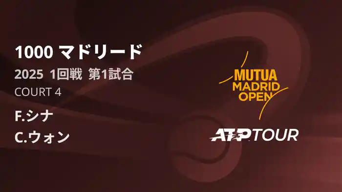 1000 マドリード 男子シングルス1回戦 F.シナ VS C.ウォン フルマッチ [ATPツアー 2025]