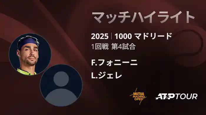 1000 マドリード 男子シングルス1回戦 F.フォニーニ VS L.ジェレ マッチハイライト [ATPツアー 2025]