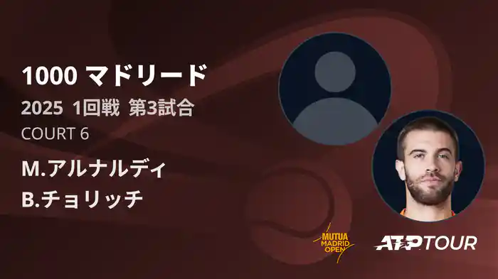 1000 マドリード 男子シングルス1回戦 M.アルナルディ VS B.チョリッチ フルマッチ [ATPツアー 2025]