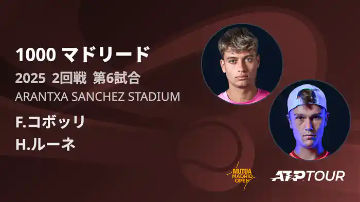 1000 マドリード 男子シングルス2回戦 F.コボッリ VS H.ルーネ フルマッチ [ATPツアー 2025]