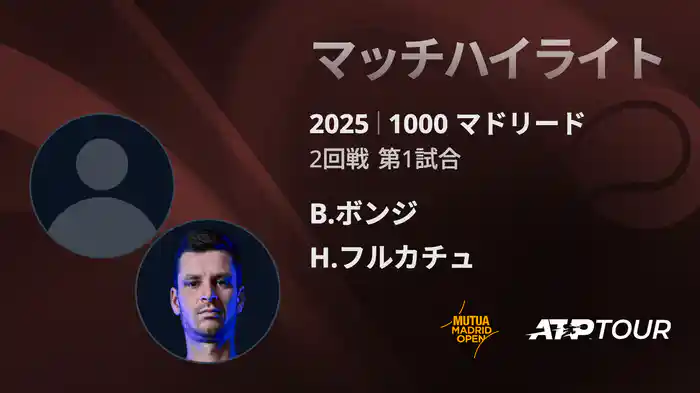 1000 マドリード 男子シングルス2回戦 B.ボンジ VS H.フルカチュ マッチハイライト [ATPツアー 2025]