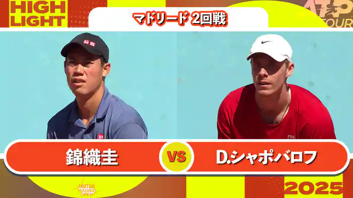 1000 マドリード 男子シングルス2回戦 錦織圭 VS D.シャポバロフ マッチハイライト [ATPツアー 2025]