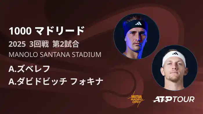 1000 マドリード 男子シングルス3回戦 A.ズベレフ VS A.ダビドビッチ フォキナ フルマッチ [ATPツアー 2025]
