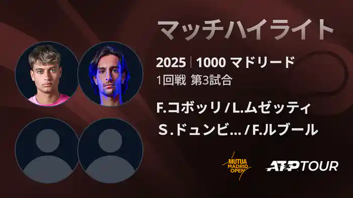 1000 マドリード 男子ダブルス1回戦　F.コボッリ / L.ムゼッティ VS Ｓ.ドュンビア / F.ルブール マッチハイライト [ATPツアー 2025]