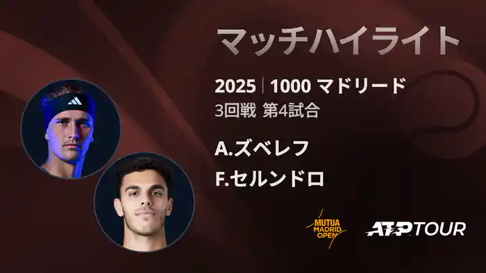 1000 マドリード 男子シングルス3回戦 A.ズベレフ VS F.セルンドロ マッチハイライト [ATPツアー 2025]