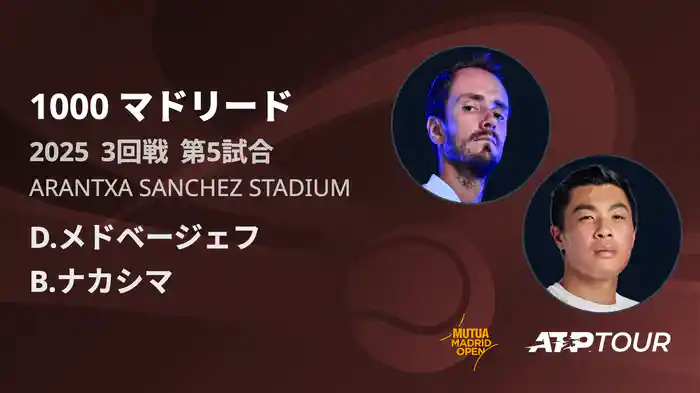 1000 マドリード 男子シングルス3回戦 D.メドベージェフ VS B.ナカシマ フルマッチ [ATPツアー 2025]