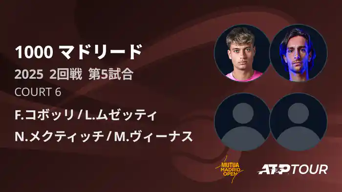 1000 マドリード 男子ダブルス2回戦 F.コボッリ/L.ムゼッティ VS N.メクティッチ/M.ヴィーナス フルマッチ [ATPツアー 2025]