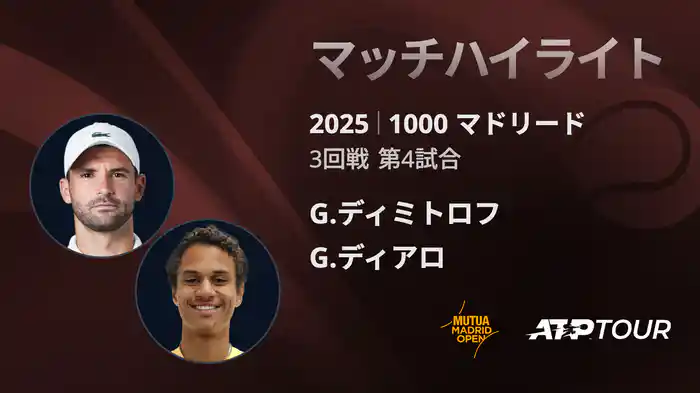 1000 マドリード 男子シングルス3回戦 G.ディミトロフ VS G.ディアロ マッチハイライト [ATPツアー 2025]