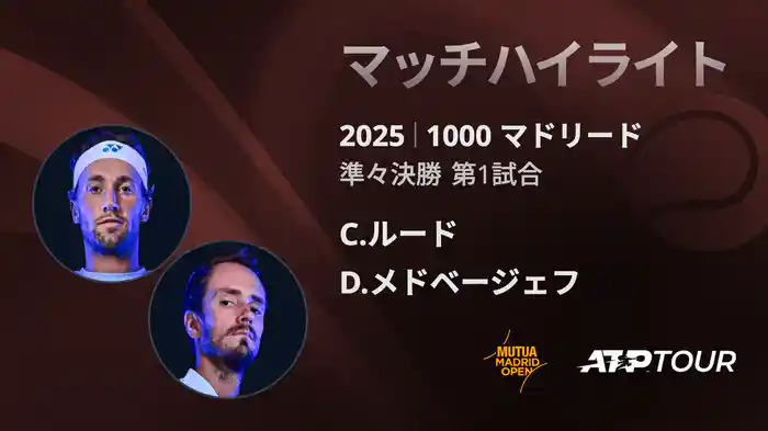 1000 マドリード 男子シングルス準々決勝 C.ルード VS D.メドベージェフ マッチハイライト [ATPツアー 2025]