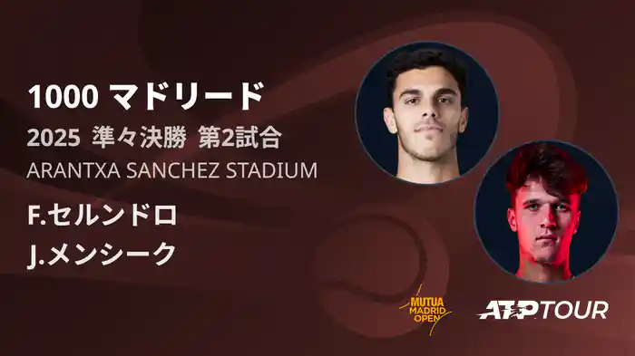 1000 マドリード 男子シングルス準々決勝 F.セルンドロ VS J.メンシーク フルマッチ [ATPツアー 2025]