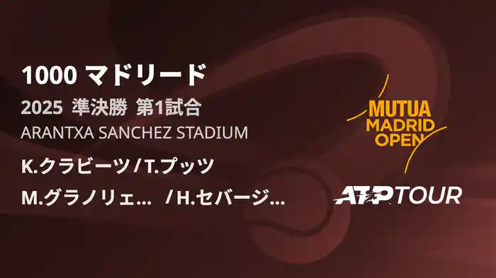 1000 マドリード 男子ダブルス準決勝 K.クラビーツ/T.プッツ VS M.グラノリェルス/H.セバージョス フルマッチ [ATPツアー 2025]
