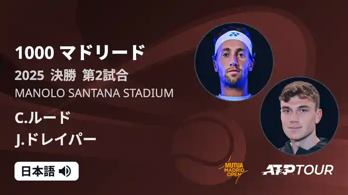 1000 マドリード 男子シングルス決勝 C.ルード VS J.ドレイパー フルマッチ [ATPツアー 2025]