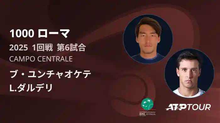 1000 ローマ 男子シングルス1回戦 ブ・ユンチャオケテ VS L.ダルデリ フルマッチ [ATPツアー 2025]