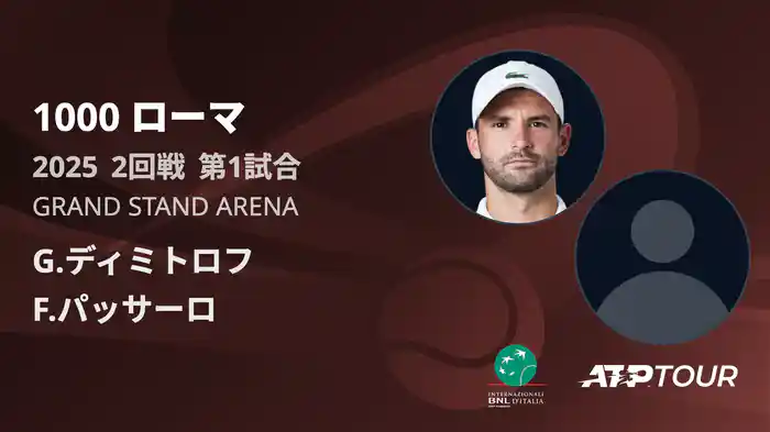 1000 ローマ 男子シングルス2回戦 G.ディミトロフ VS F.パッサーロ フルマッチ [ATPツアー 2025]