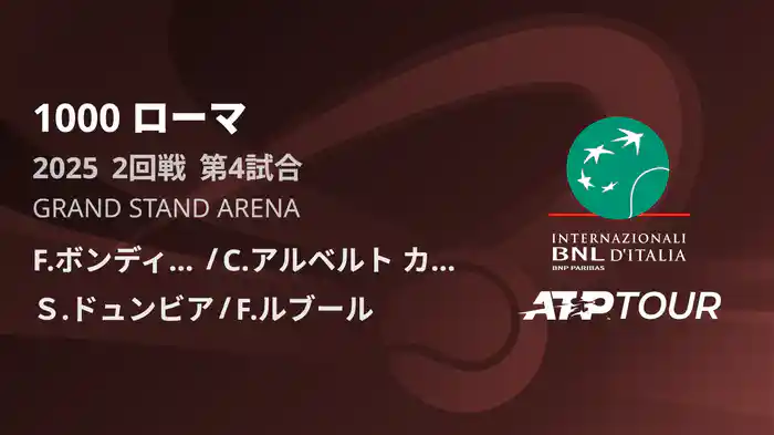 1000 ローマ 男子ダブルス2回戦 F.ボンディオーリ/C.アルベルト カニアート VS Ｓ.ドュンビア/F.ルブール フルマッチ [ATPツアー 2025]
