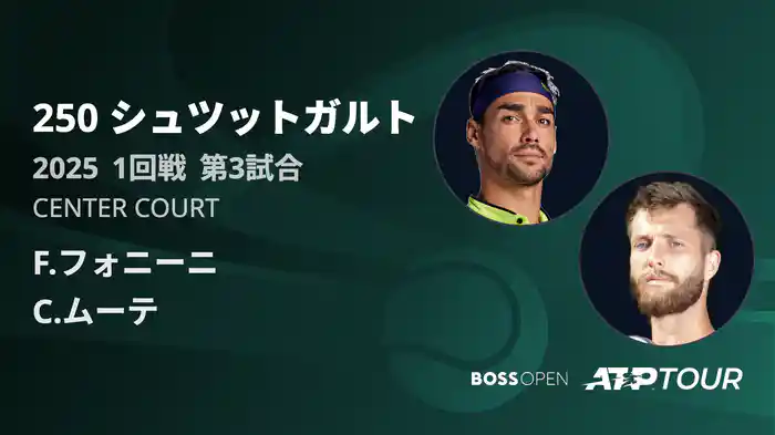 250 シュツットガルト 男子シングルス1回戦 F.フォニーニ VS C.ムーテ フルマッチ [ATPツアー 2025]