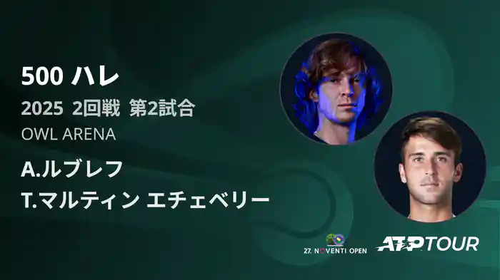 500 ハレ 男子シングルス2回戦 A.ルブレフ VS T.マルティン エチェベリー フルマッチ [ATPツアー 2025]