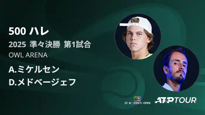 500 ハレ 男子シングルス準々決勝 A.ミケルセン VS D.メドベージェフ フルマッチ [ATPツアー 2025]