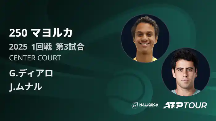 250 マヨルカ 男子シングルス1回戦 G.ディアロ VS J.ムナル フルマッチ [ATPツアー 2025]