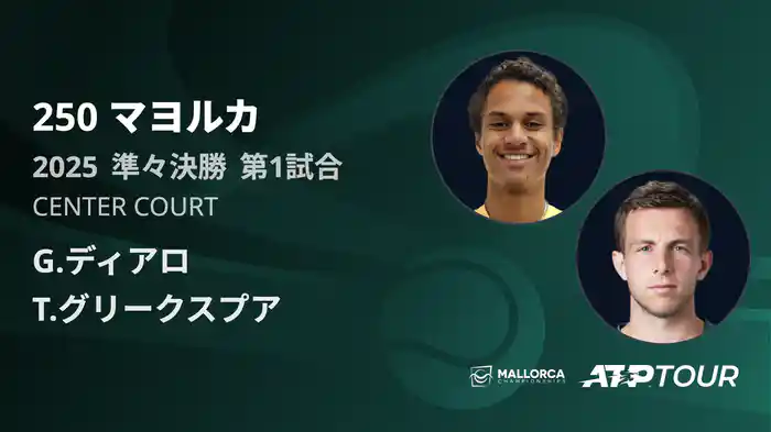 250 マヨルカ 男子シングルス準々決勝 G.ディアロ VS T.グリークスプア フルマッチ [ATPツアー 2025]