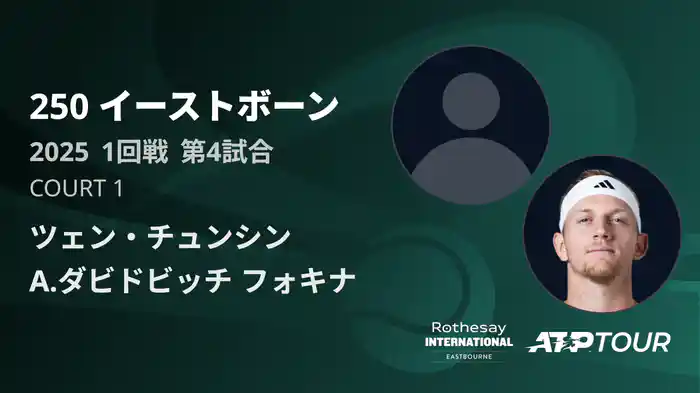 250 イーストボーン 男子シングルス1回戦 ツェン・チュンシン VS A.ダビドビッチ フォキナ フルマッチ [ATPツアー 2025]
