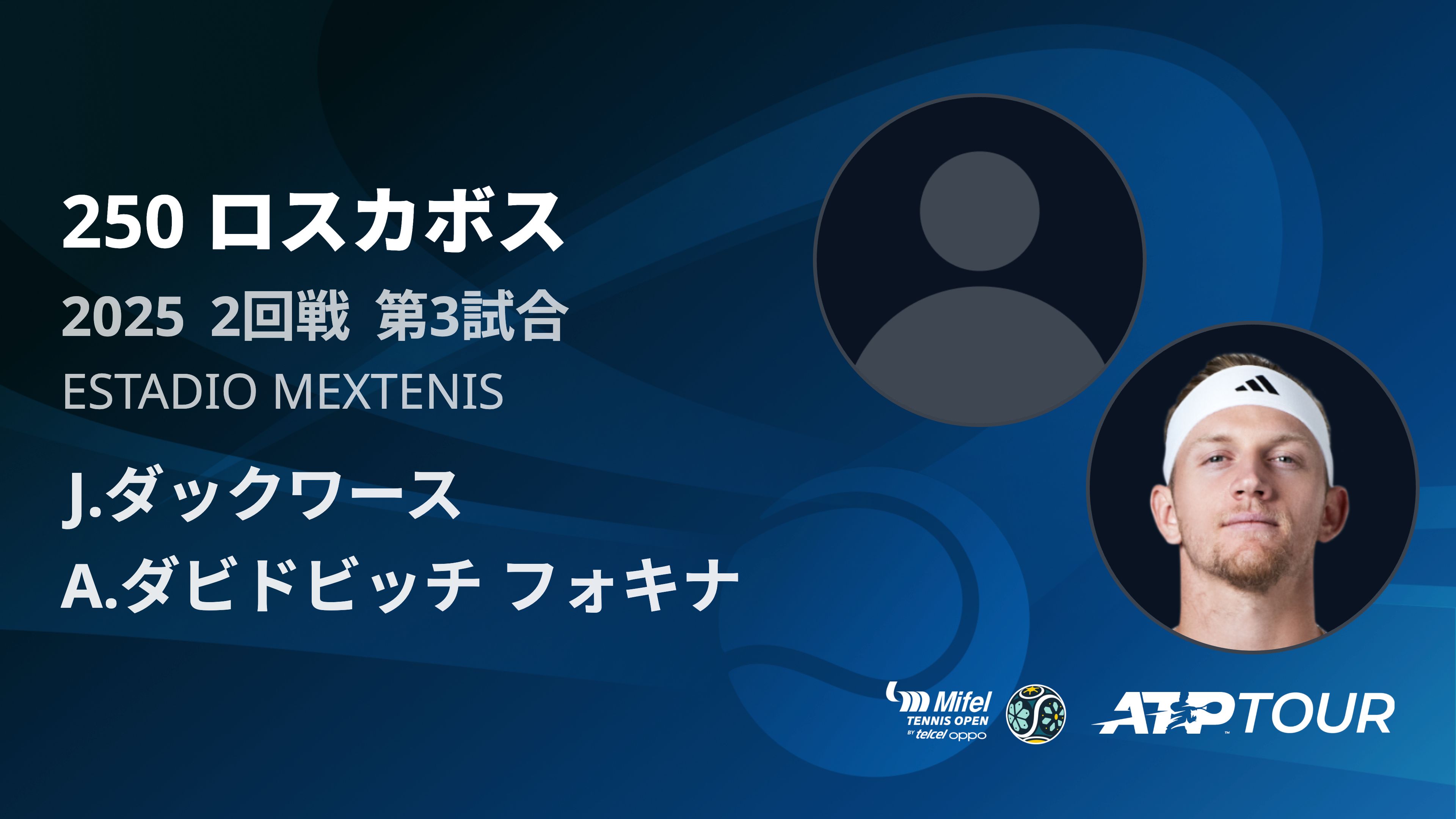 250 ロスカホ゛ス 男子シングルス2回戦 J.ダックワース VS A.ダビドビッチ フォキナ フルマッチ [ATPツアー 2025]