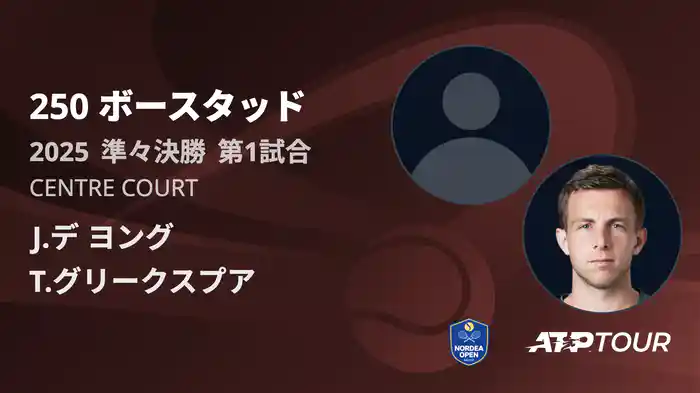 250 ボースタッド 男子シングルス準々決勝 J.デ ヨング VS T.グリークスプア フルマッチ [ATPツアー 2025]