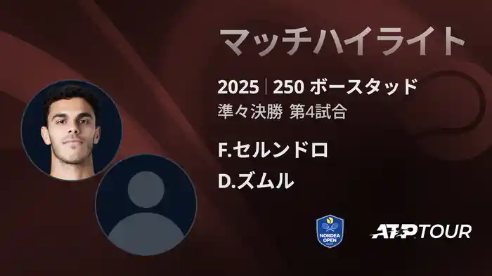 250 ボースタッド 男子シングルス準々決勝 F.セルンドロ VS D.ズムル マッチハイライト [ATPツアー 2025]