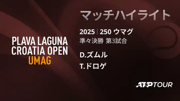 250 ウマグ 男子シングルス準々決勝 D.ズムル VS T.ドロゲ マッチハイライト [ATPツアー 2025]